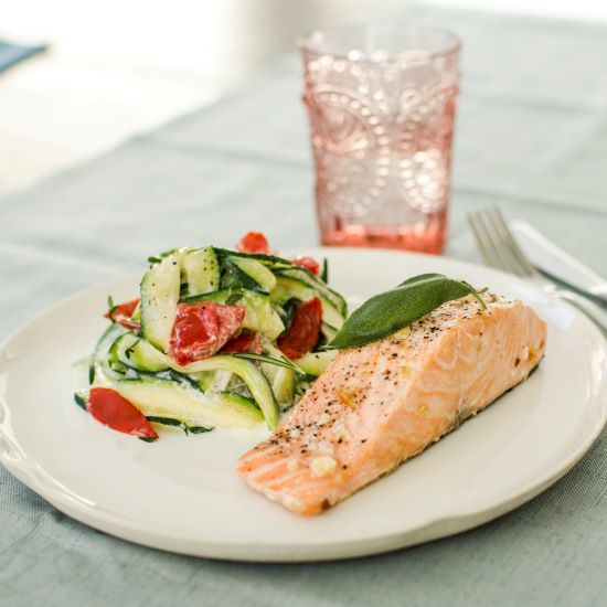 Courgettini met zalm