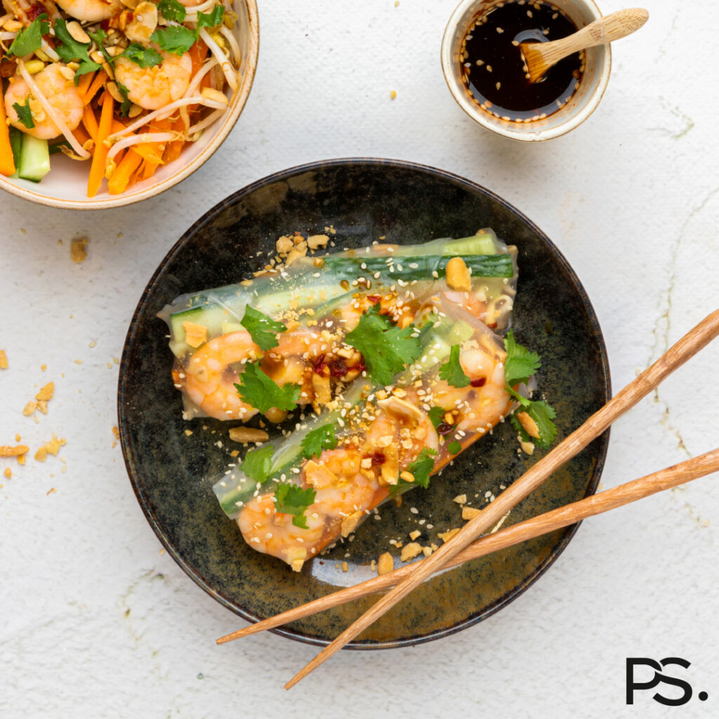 Asiatische Frühlingsrollen mit Garnelen