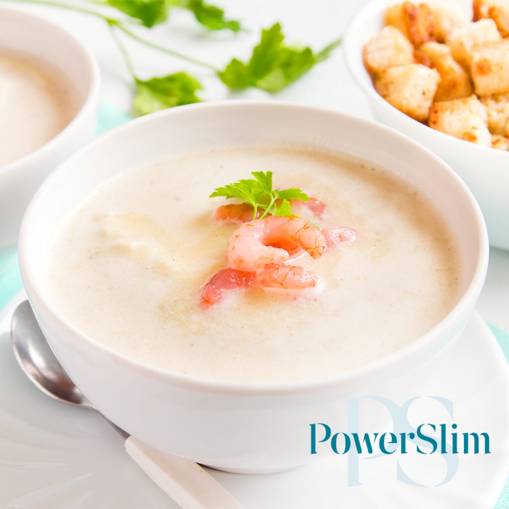 Blumenkohlsuppe mit Garnelen