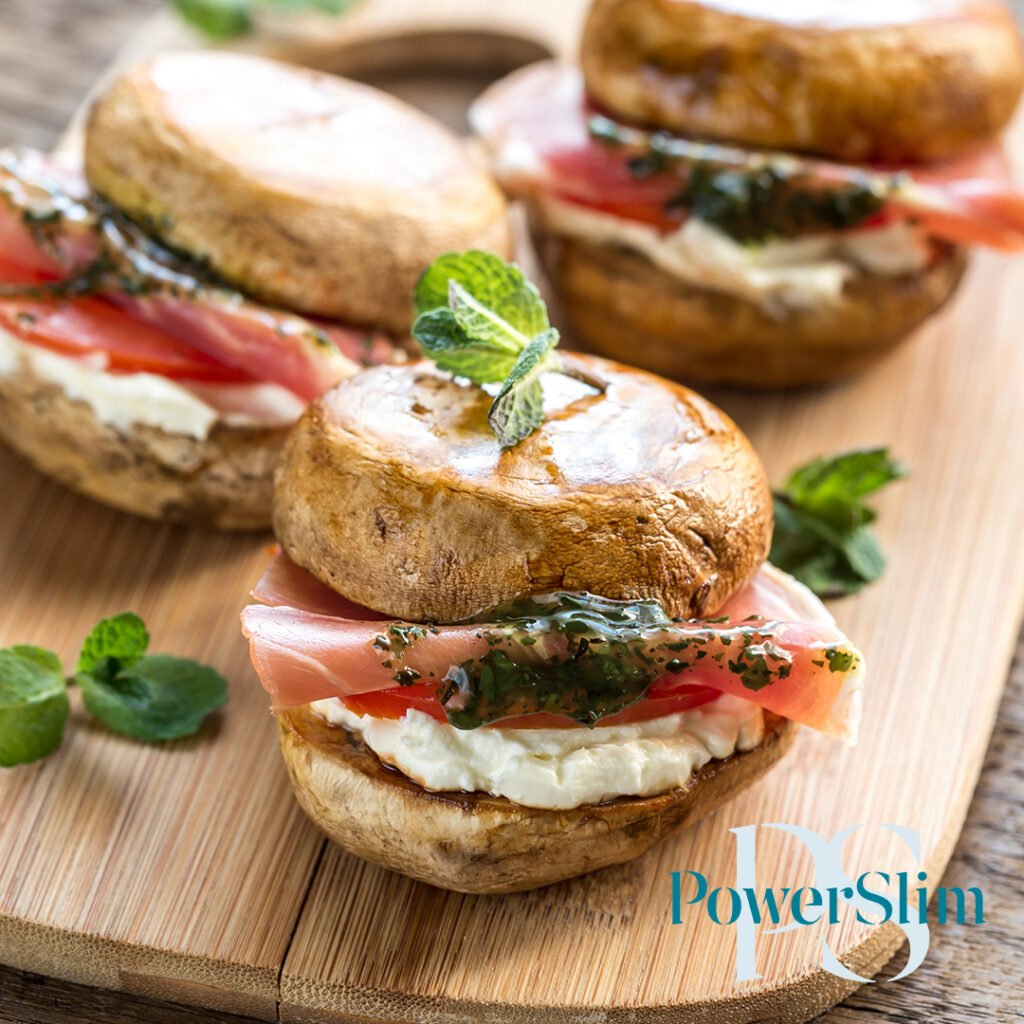 Portobello-Schinken-Ziegenkäse-Burger