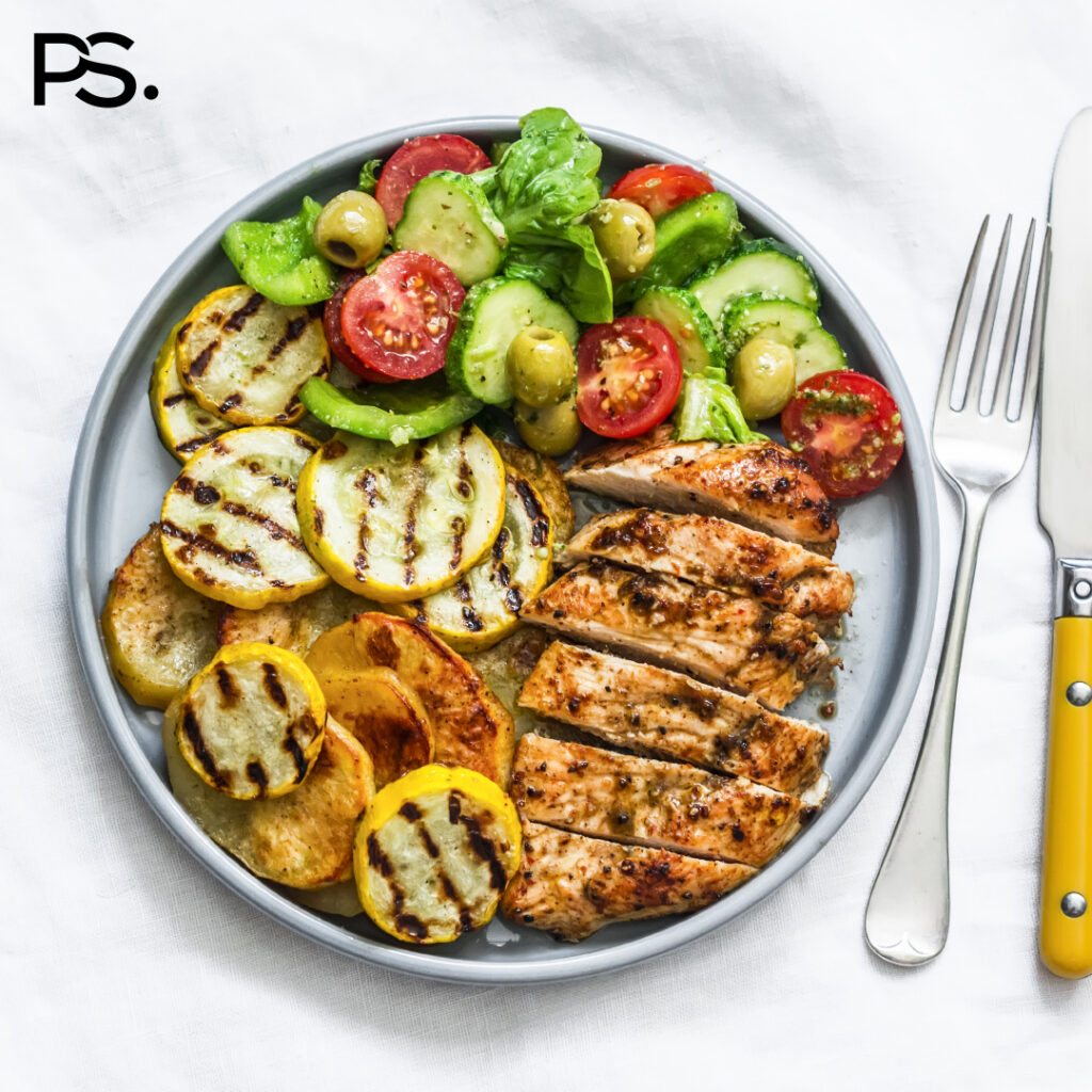 Hähnchenfilet mit gegrillter Zucchini