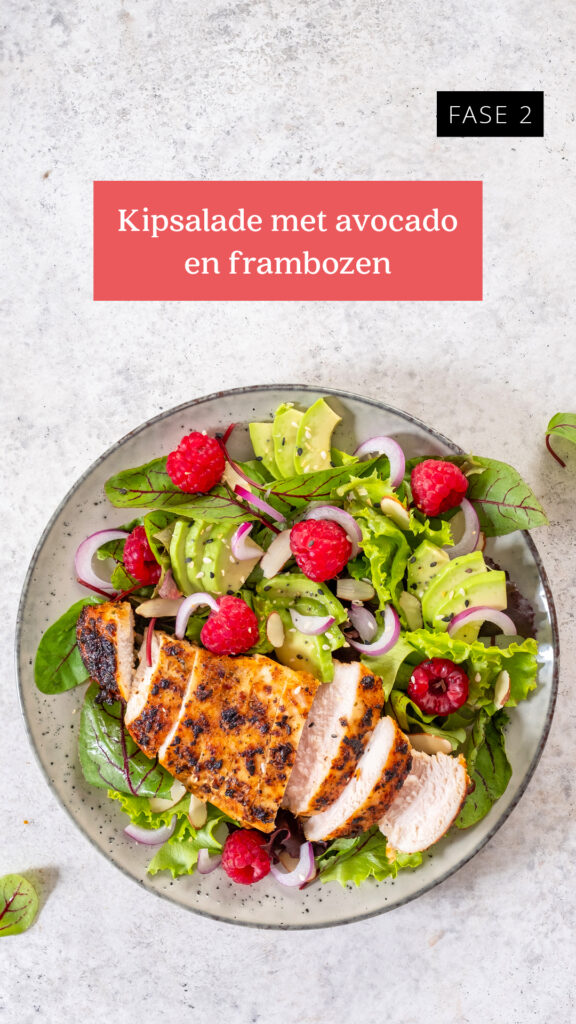 Hähnchensalat mit Avocado und Himbeeren