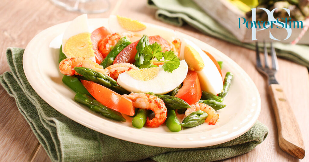 Spargelsalat mit Flusskrebsen