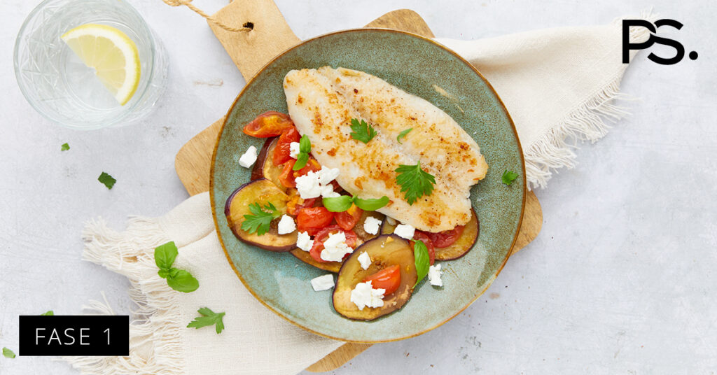 Weißfisch mit gegrillter Aubergine