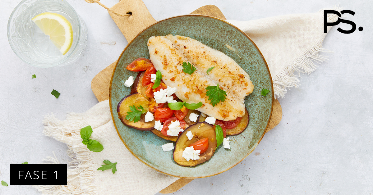 Weißfisch mit gegrillter Aubergine