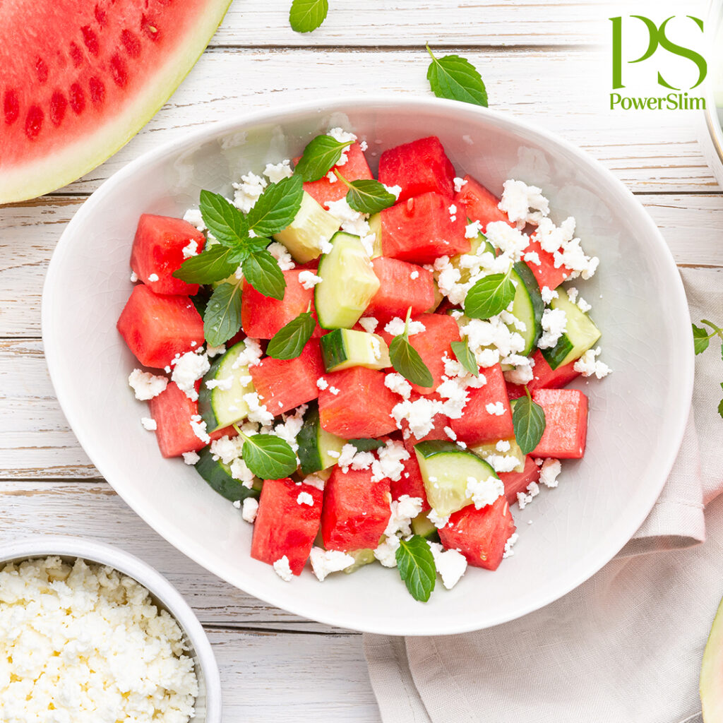 Wassermelonensalat mit Gurke, Feta und Minze