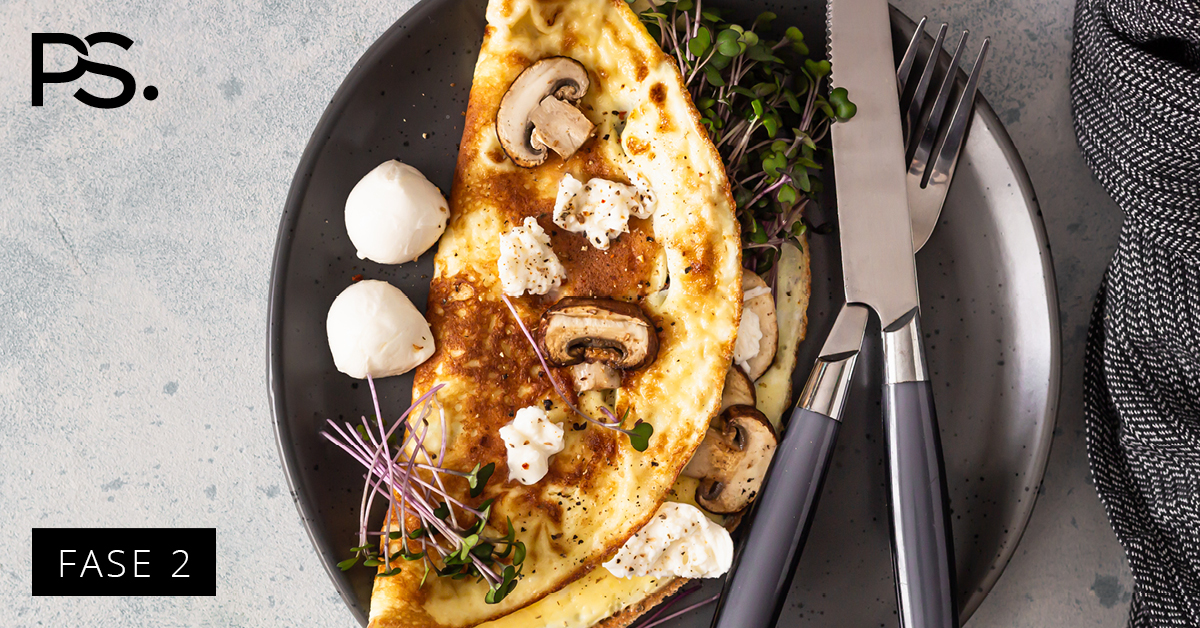 Omelett mit Kastanienchampignons und Mozzarella