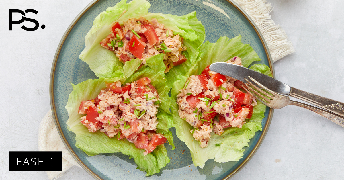 Salatblatt-Wraps mit würzigem Thunfischsalat