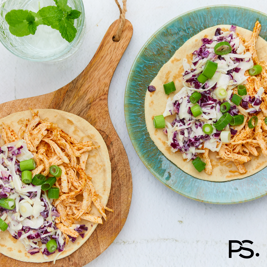 Pulled Chicken Wrap mit Krautsalat