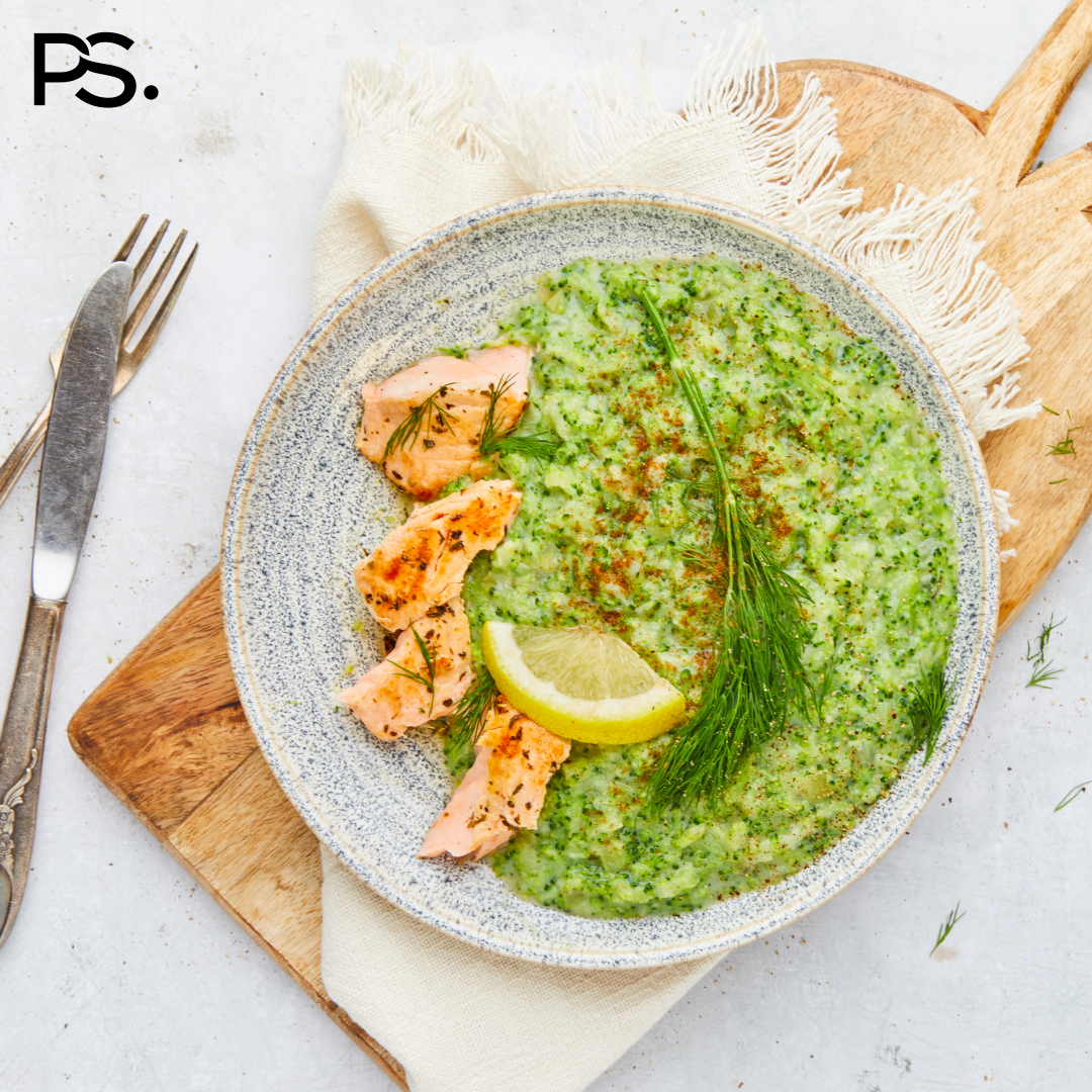 Brokkolistampf mit Lachs