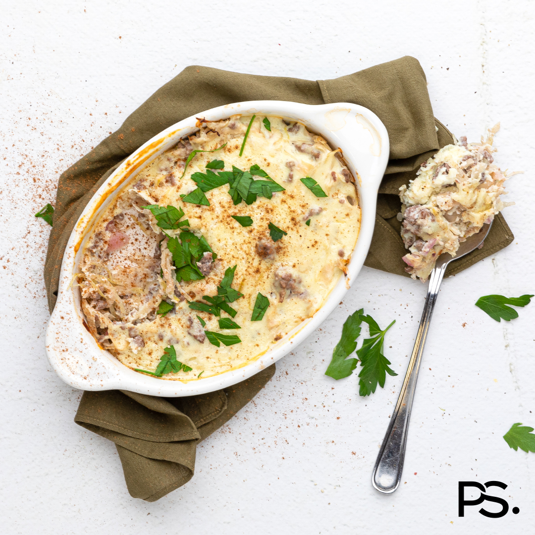 Ofenauflauf mit Tatar und Sauerkraut