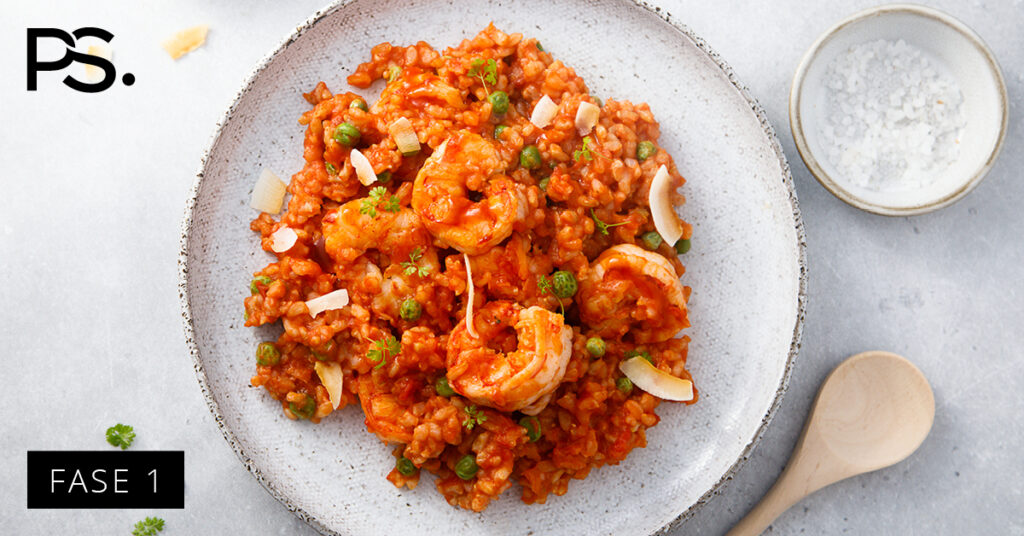 Tomatenreis mit Garnelen
