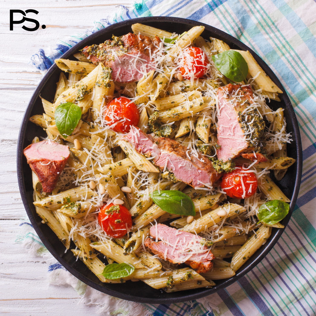 Pasta Pesto mit Kalbsschnitzel