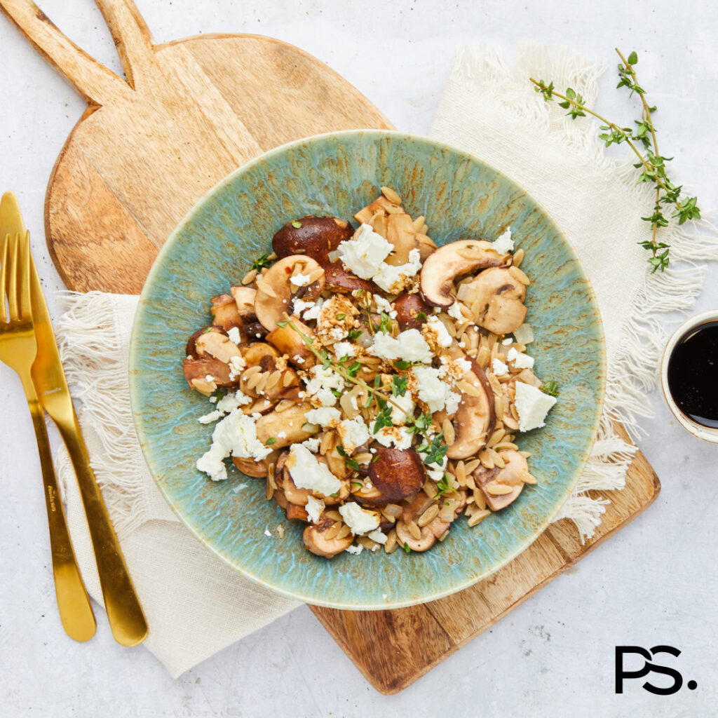 Reis mit Champignons und Feta