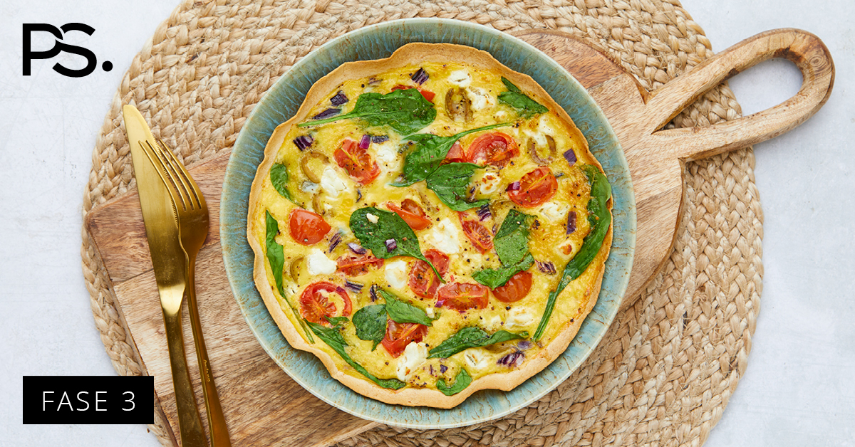 Tortilla-Quiche mit Tomaten und Spinat