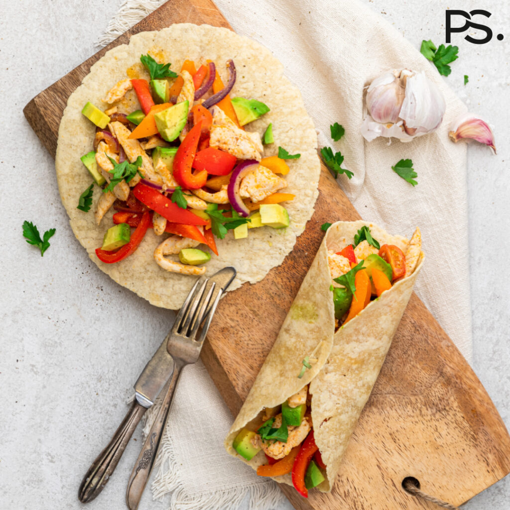 Wrap mit Hähnchenfilet, Paprika und Avocado